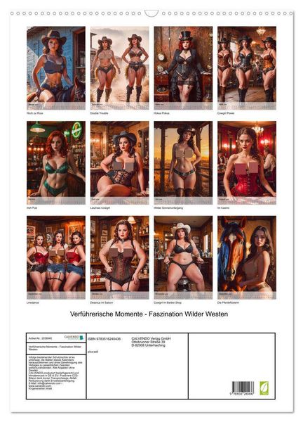 Produktbild: Verf&uuml;hrerische Momente - Faszination Wilder Westen (Wandkalender 2026 DIN A2 hoch), CALVENDO Monatskalender