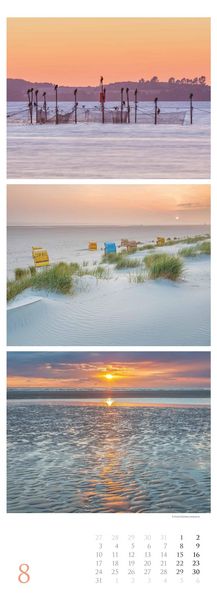 Strandgeflüster - Momente am Meer 2026 - Streifenkalender XXL 25x69 cm - Bildkalender im Hochformat - Wandkalender - Wandplaner - Strandkalender - Deu