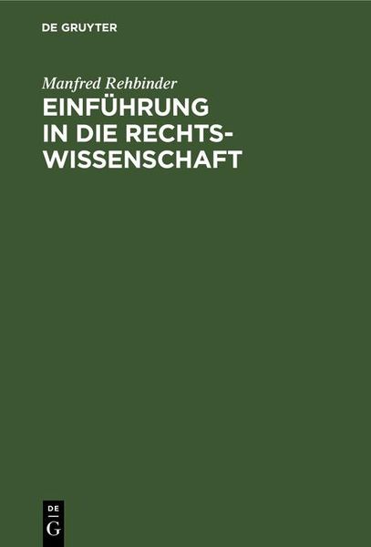 Produktbild: Einf&uuml;hrung in die Rechtswissenschaft