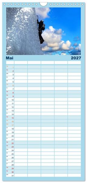 Produktbild: Familienplaner 2027 - Extremsport Eisklettern mit 5 Spalten (Wandkalender, 21 x 45 cm) CALVENDO
