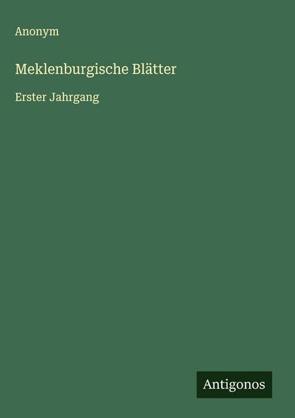 Produktbild: Meklenburgische Bl&auml;tter