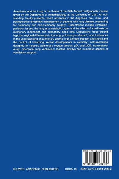 Produktbild: Anesthesia and the Lung