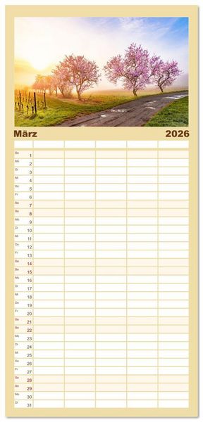 Produktbild: Familienplaner 2026 - Bunter Pf&auml;lzerwald mit 5 Spalten (Wandkalender, 21 x 45 cm) CALVENDO