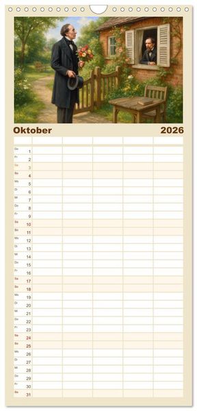Produktbild: Familienplaner 2026 - Hans Christian Andersen. Sein Leben, seine Werke mit 5 Spalten (Wandkalender, 21 x 45 cm) CALVENDO