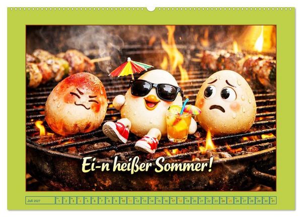 Produktbild: Ei-n Jahr voller Spa&szlig;! - Humor, Herz und H&uuml;hnerei (hochwertiger Premium Wandkalender 2027 DIN A2 quer), Kunstdruck in Hochglanz