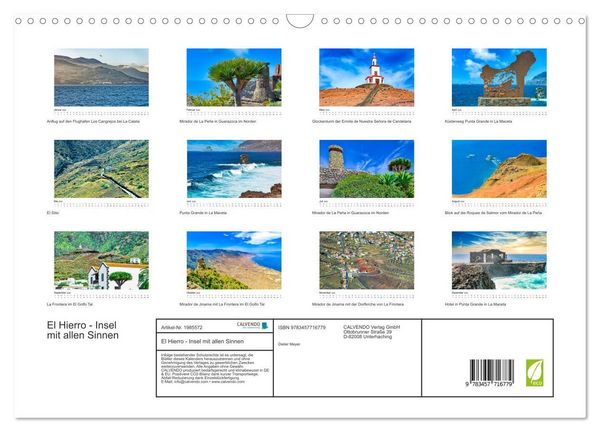 Produktbild: El Hierro - Insel mit allen Sinnen (Wandkalender 2026 DIN A3 quer), CALVENDO Monatskalender