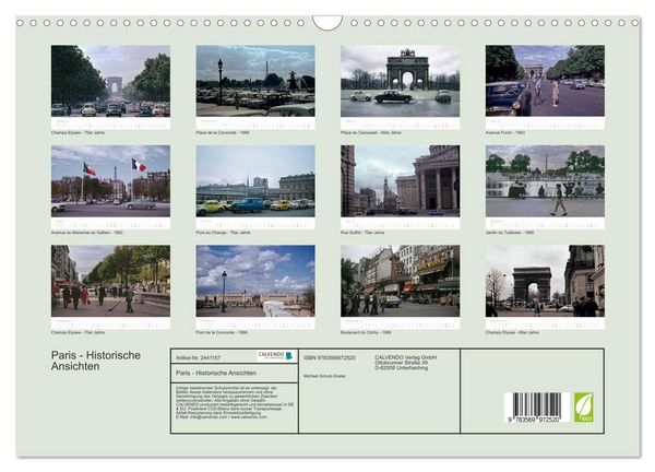 Produktbild: Paris - Historische Ansichten (Wandkalender 2027 DIN A3 quer), CALVENDO Monatskalender
