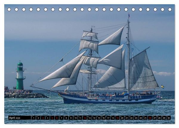 Produktbild: Segelschiffe vor Warnem&uuml;nde (Tischkalender 2026 DIN A5 quer), CALVENDO Monatskalender