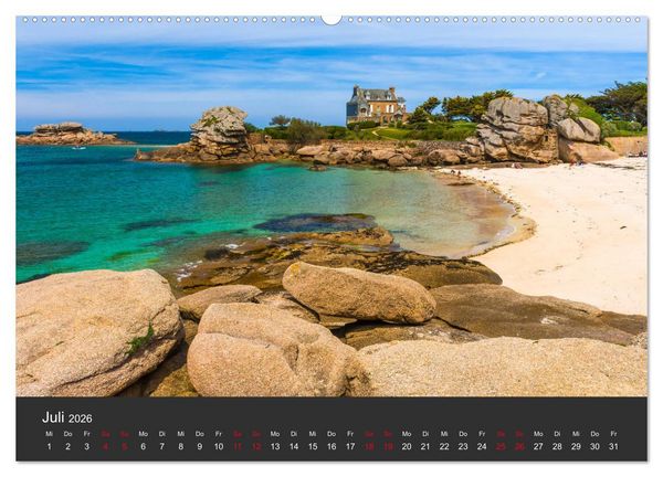 Produktbild: C&ocirc;te de Granit Rose - Ein K&uuml;stenbereich in der Bretagne (Wandkalender 2026 DIN A2 quer), CALVENDO Monatskalender