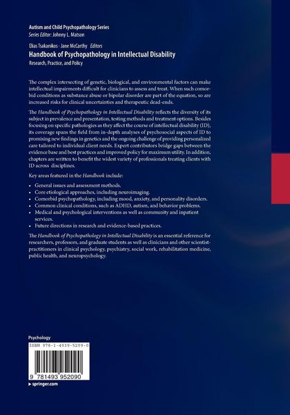Produktbild: Handbook of Psychopathology in Intellectual Disability