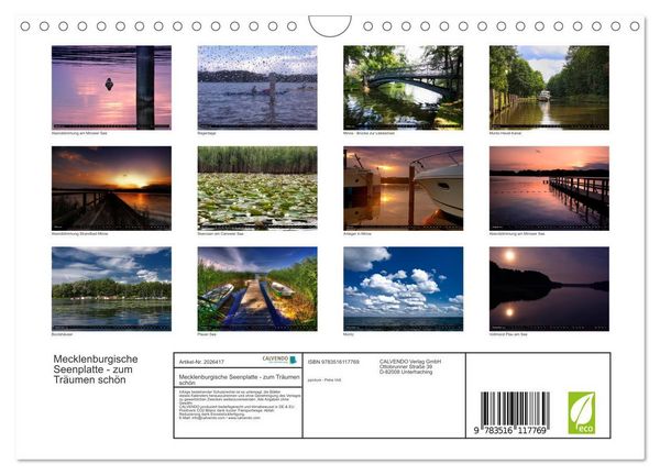 Produktbild: Mecklenburgische Seenplatte - zum Tr&auml;umen sch&ouml;n (Wandkalender 2026 DIN A4 quer), CALVENDO Monatskalender