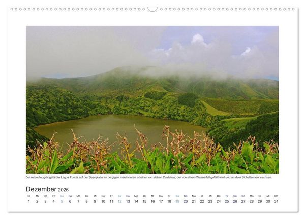Produktbild: Azoren-Insel Flores - Farbtupfer auf einem erloschenen Vulkan Portugals (Wandkalender 2026 DIN A2 quer), CALVENDO Monatskalender
