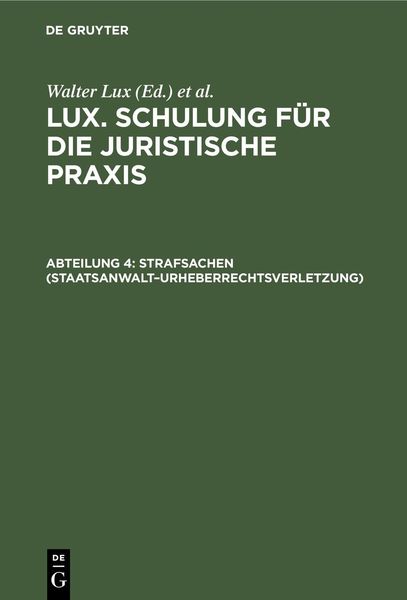 Produktbild: Strafsachen (Staatsanwalt-Urheberrechtsverletzung)