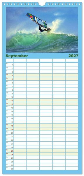 Produktbild: Familienplaner 2027 - Funsport Windsurfen mit 5 Spalten (Wandkalender, 21 x 45 cm) CALVENDO
