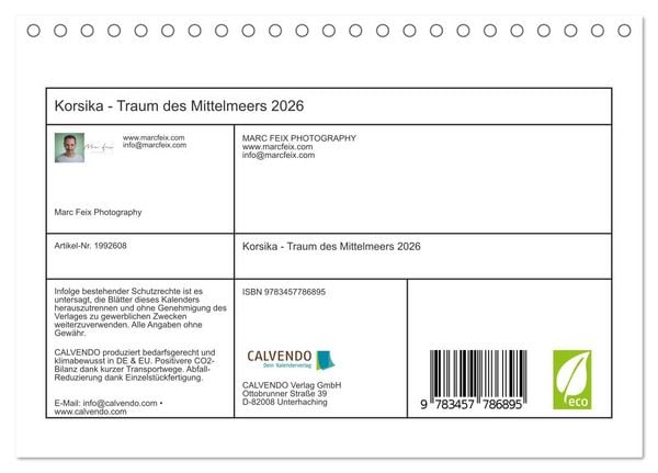 Produktbild: Korsika - Traum des Mittelmeers 2026 (Tischkalender 2026 DIN A5 quer), CALVENDO Monatskalender