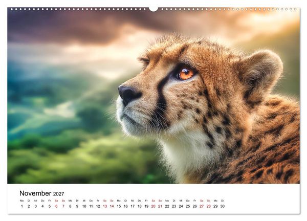 Produktbild: Eleganz und Instinkt - die beeindruckende Welt der Geparden (hochwertiger Premium Wandkalender 2027 DIN A2 quer), Kunstdruck in Hochglanz