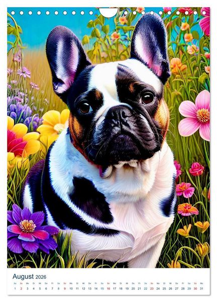 Produktbild: Franz&ouml;sische Bulldoggen. Kunstvoll gestaltete Portraits (Wandkalender 2026 DIN A4 hoch), CALVENDO Monatskalender