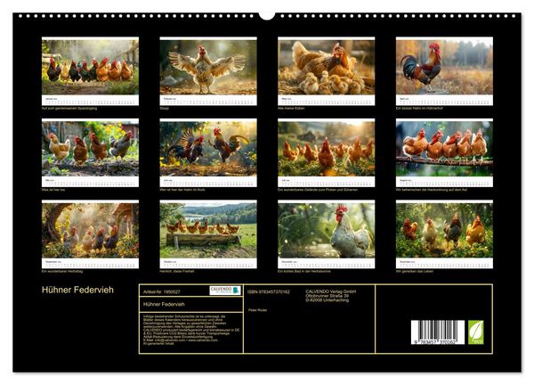 Produktbild: H&uuml;hner Federvieh (hochwertiger Premium Wandkalender 2026 DIN A2 quer), Kunstdruck in Hochglanz