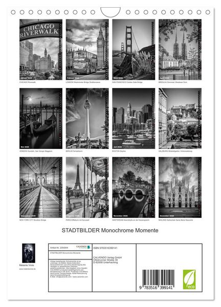 Produktbild: STADTBILDER Monochrome Momente (Wandkalender 2026 DIN A4 hoch), CALVENDO Monatskalender