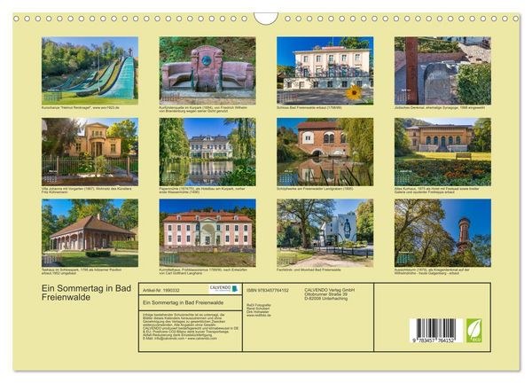 Produktbild: Ein Sommertag in Bad Freienwalde (Wandkalender 2026 DIN A3 quer), CALVENDO Monatskalender