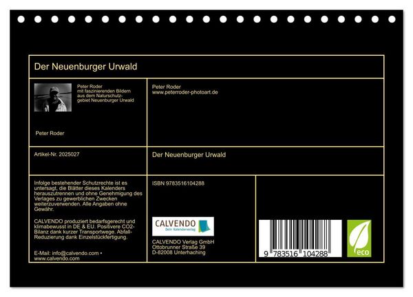 Produktbild: Der Neuenburger Urwald (Tischkalender 2026 DIN A5 quer), CALVENDO Monatskalender