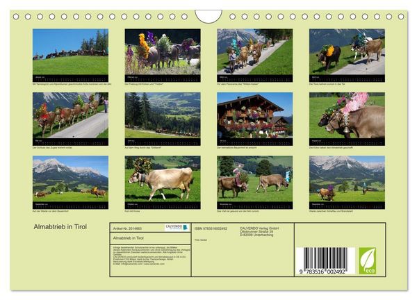 Produktbild: Almabtrieb in Tirol (Wandkalender 2026 DIN A4 quer), CALVENDO Monatskalender
