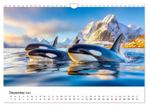 Produktbild: Orcas - ein Jahr voller Meer (Wandkalender 2027 DIN A4 quer), CALVENDO Monatskalender