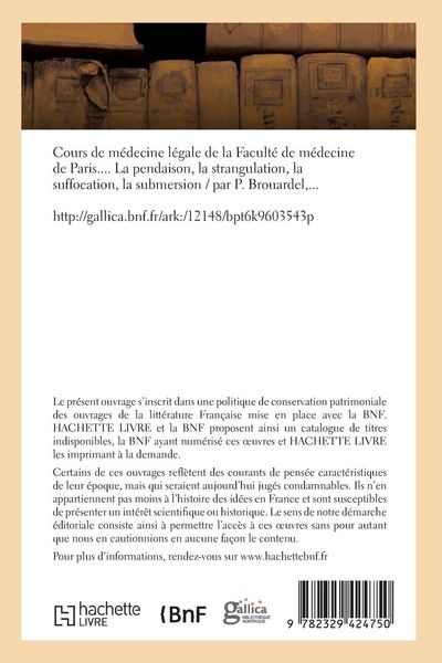 Produktbild: La pendaison, la strangulation, la suffocation, la submersion, cours de m&eacute;decine l&eacute;gale