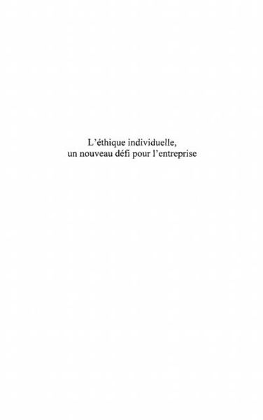 Produktbild: L'ethique individuelle