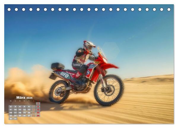 Produktbild: W&uuml;stenrallye Dakar Motorrad (Tischkalender 2026 DIN A5 quer), CALVENDO Monatskalender