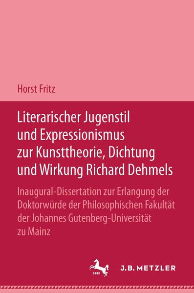 Produktbild: Literarischer Jugendstil und Expressionismus zur Kunsttheorie, Dichtung und Wirkung Richard Dehmels