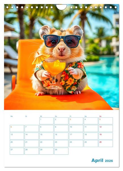 Produktbild: Holiday Hamster - Urlaubsfeeling pur mit sonnigen KI Hamstern (Wandkalender 2026 DIN A4 hoch), CALVENDO Monatskalender