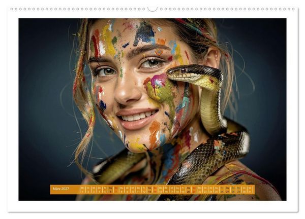 Produktbild: Body Painting mit Schlange (Wandkalender 2027 DIN A2 quer), CALVENDO Monatskalender