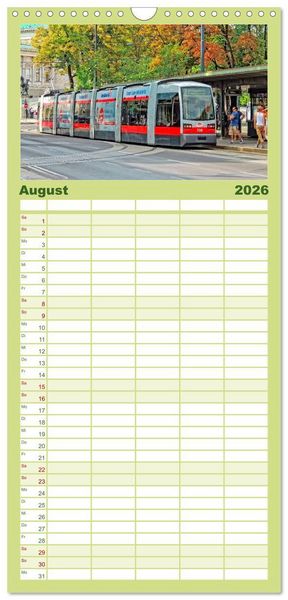 Produktbild: Familienplaner 2026 - Ich fahre gern Stra&szlig;enbahn mit 5 Spalten (Wandkalender, 21 x 45 cm) CALVENDO