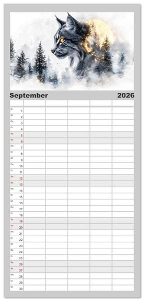 Produktbild: Familienplaner 2026 - W&auml;chter des Zauberwaldes mit 5 Spalten (Wandkalender, 21 x 45 cm) CALVENDO