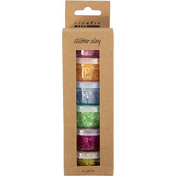 Produktbild: Creativ Company Glitter Clay, Sortierte Farben, 6x20 ml