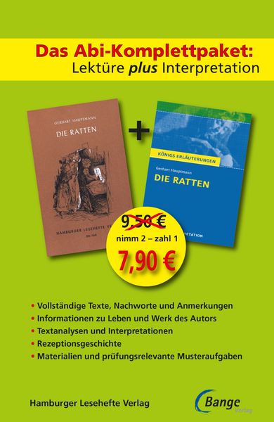 Die Ratten -  Lektüre plus Interpretation: Königs Erläuterung + kostenlosem Hamburger Leseheft von Gerhart Hauptmann.