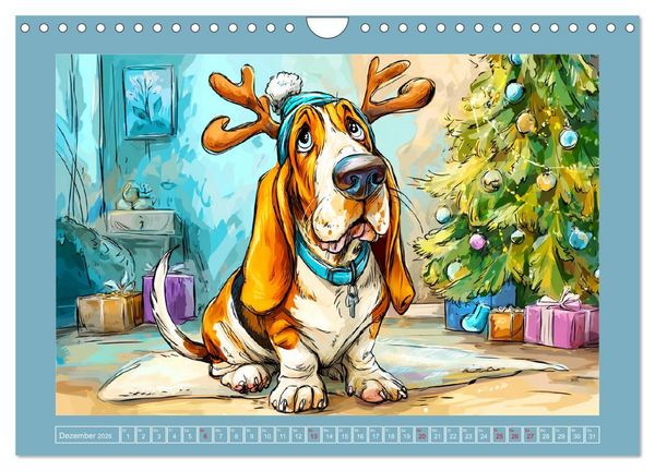 Produktbild: Basset Fun. Niedliche Hunde Cartoons zum Schmunzeln (Wandkalender 2026 DIN A4 quer), CALVENDO Monatskalender
