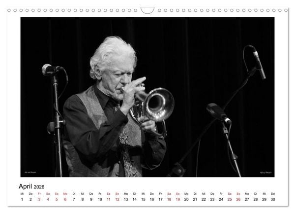 Produktbild: Internationale Meister des Jazz in Schwarzwei&szlig; (Wandkalender 2026 DIN A3 quer), CALVENDO Monatskalender