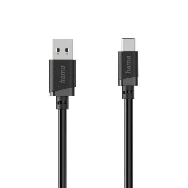 Produktbild: Hama USB-Ladekabel USB 2.0 USB-A Stecker, USB-C&reg; Stecker 0.5m Schwarz 00201818