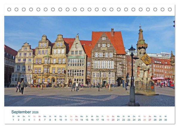 Produktbild: Moin aus Bremen. Herzlich willkommen in unserem Dorf mit Stra&szlig;enbahn (Tischkalender 2026 DIN A5 quer), CALVENDO Monatskalender