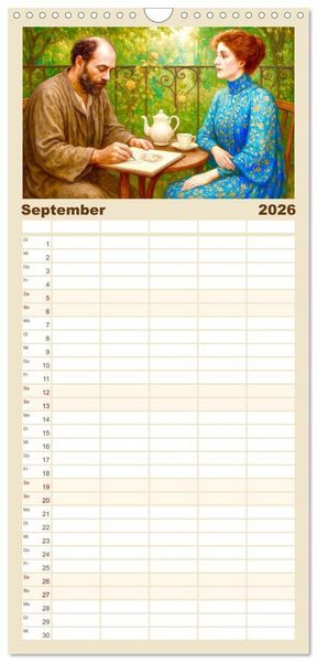 Produktbild: Familienplaner 2026 - Gustav Klimt. Sein Leben, seine Kunstwerke mit 5 Spalten (Wandkalender, 21 x 45 cm) CALVENDO