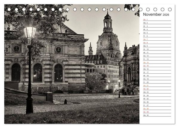 Produktbild: Dresden Schwarz-Wei&szlig; (Tischkalender 2026 DIN A5 quer), CALVENDO Monatskalender