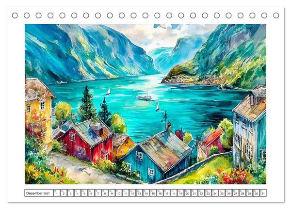 Produktbild: Norwegen. K&uuml;nstlerische Aquarelle aus dem hohen Norden (Tischkalender 2027 DIN A5 quer), CALVENDO Monatskalender