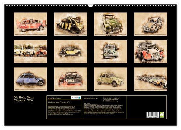 Produktbild: Die Ente, Deux Chevaux, 2CV (Wandkalender 2026 DIN A2 quer), CALVENDO Monatskalender