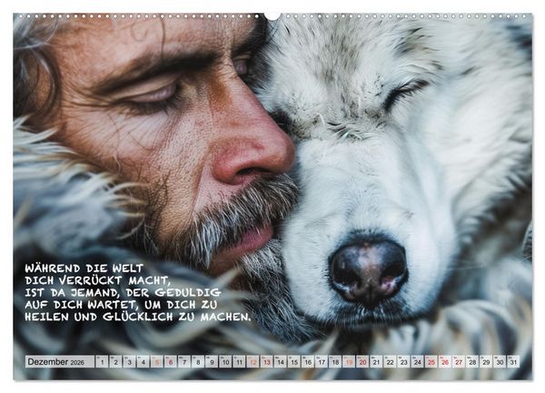 Produktbild: Hunde und ber&uuml;hrende Spr&uuml;che (Wandkalender 2026 DIN A2 quer), CALVENDO Monatskalender