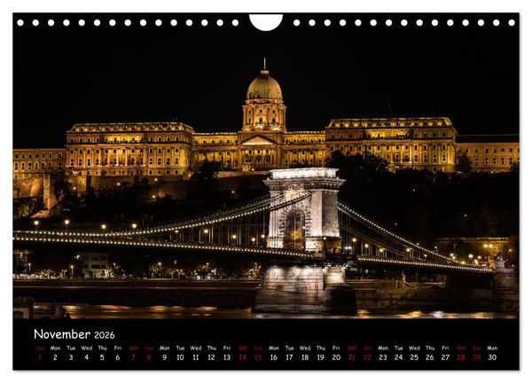 Produktbild: Danube River Nightlights (Wall Calendar 2026 DIN A4 landscape), CALVENDO 12 Month Wall Calendar