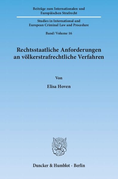 Produktbild: Rechtsstaatliche Anforderungen an v&ouml;lkerstrafrechtliche Verfahren.