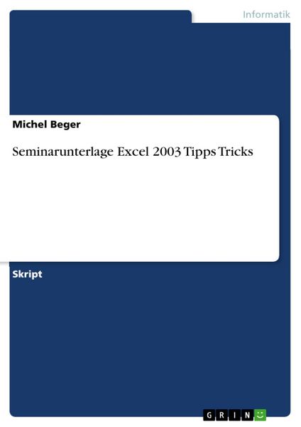 Produktbild: Seminarunterlage Excel 2003 Tipps Tricks