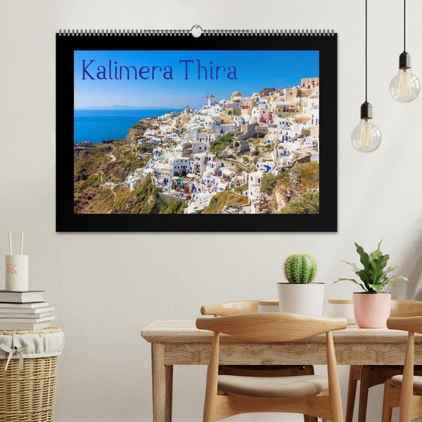 Produktbild: Kalimera Thira - Santorini, die sch&ouml;nste der Kykladen stellt sich vor (Wandkalender 2026 DIN A2 quer), CALVENDO Monatskalender